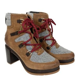 NWOT | Sorel | Blake Lace Bootie Brown Leather Heeled
